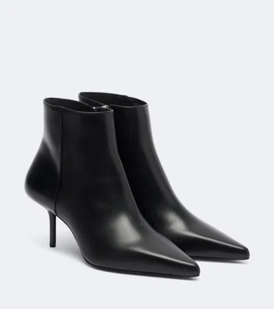 Max Mara Leather Ankle Boots In Black