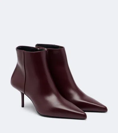 Max Mara Leather Ankle Boots In Burgundy