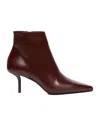 Max Mara Leather Ankle Boots With Zip In Red