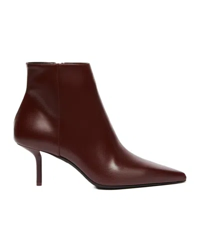 Max Mara Leather Ankle Boots With Zip In Red