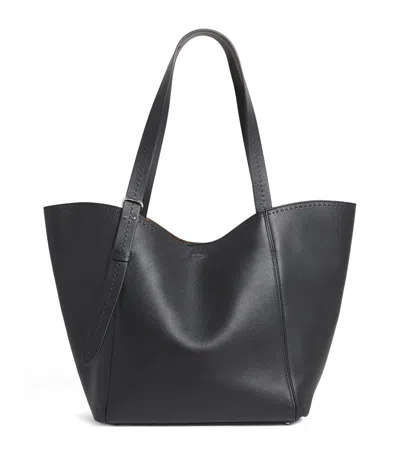 Max Mara Leather Architepo Tote Bag In Black