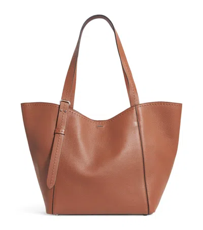 Max Mara Leather Architepo Tote Bag In Red