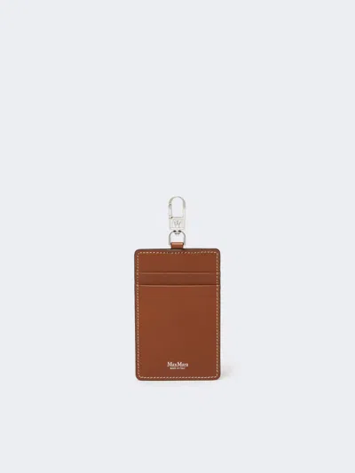 Max Mara Leather Badge Holder In Amber Brown