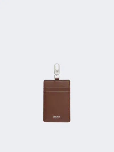 Max Mara Leather Badge Holder In Brown