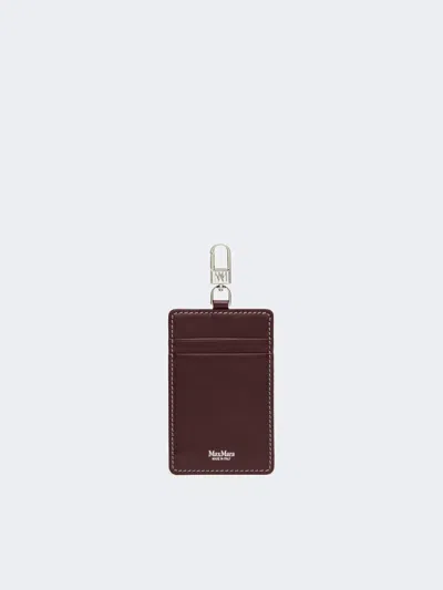Max Mara Leather Badge Holder In Burgundy