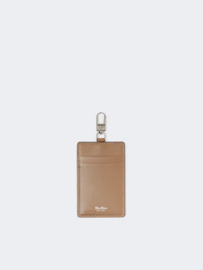Max Mara Leather Badge Holder In Mud
