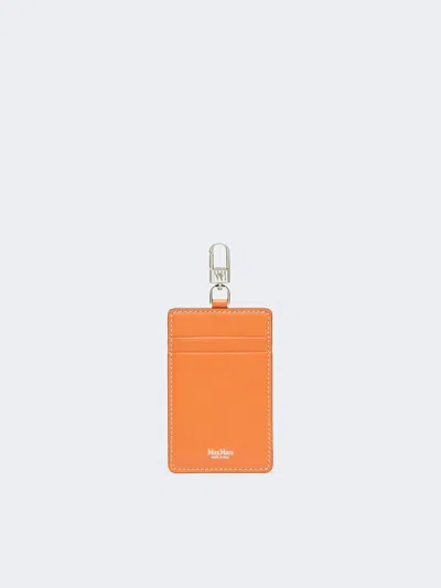 Max Mara Leather Badge Holder In Orange