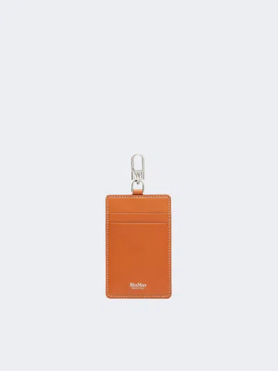 Max Mara Leather Badge Holder In Rust