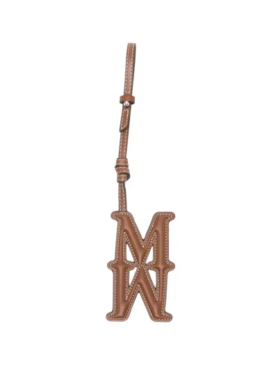 Max Mara Leather Bag Charm In Brown