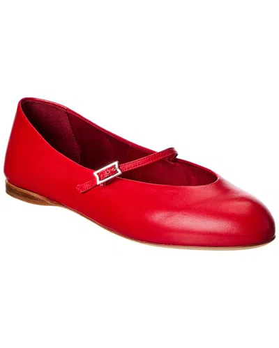 Max Mara Leather Ballet Flat In Red