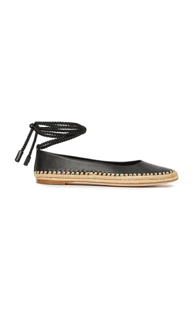 Max Mara Leather Ballet Flats In Black