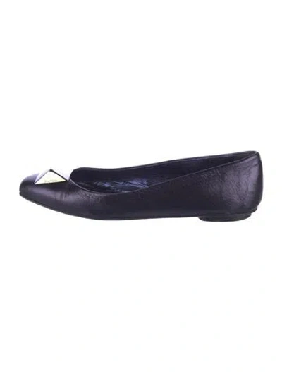 Pre-owned Max Mara Leather Ballet Flats In Blue