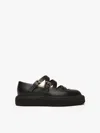Max Mara Leather Ballet Flats With Straps In Black
