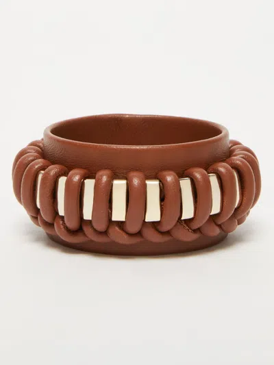 Max Mara Leather Bangle In Brown