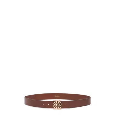 Max Mara Leather Belt In White