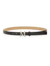 Max Mara Adjustable Leather Belt Metallic Buckle In Black