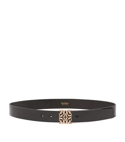 Max Mara Sumero Logo-buckle Belt In Black