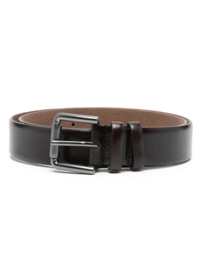 Max Mara Grained Leather Belt In Brown