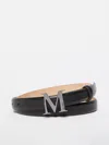 Max Mara Adjustable Smooth Finish Belt With Metallic Buckle In Black