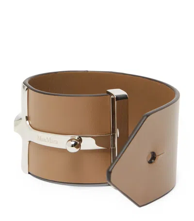 Max Mara Leather Belt Bracelet In Brown