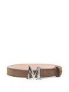 Max Mara Adjustable Calf Suede Leather Strap With Stitch Detailing In Brown