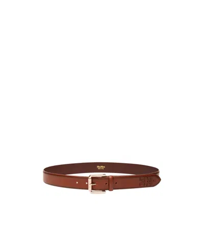 Max Mara Leather Belt - Brown In Transparent
