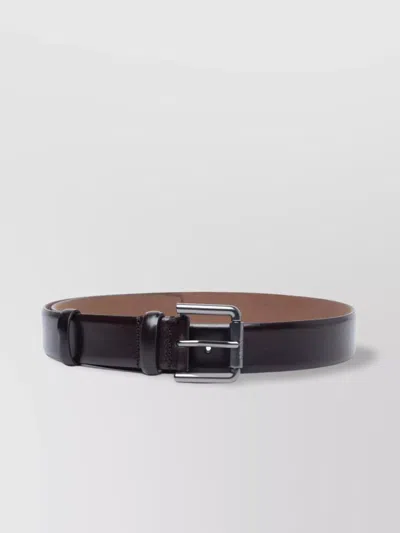 Max Mara Leather Belt Smooth Finish Single Loop In Black