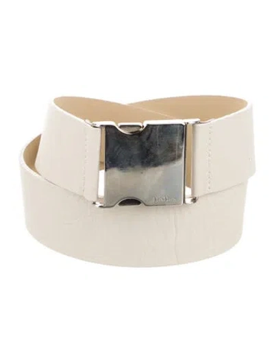Pre-owned Max Mara Leather Belt In White