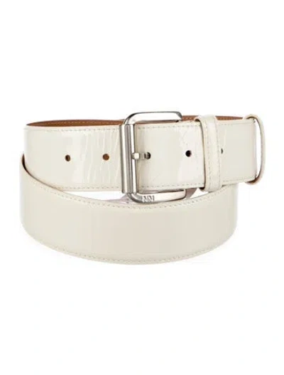 Pre-owned Max Mara Leather Belt In White