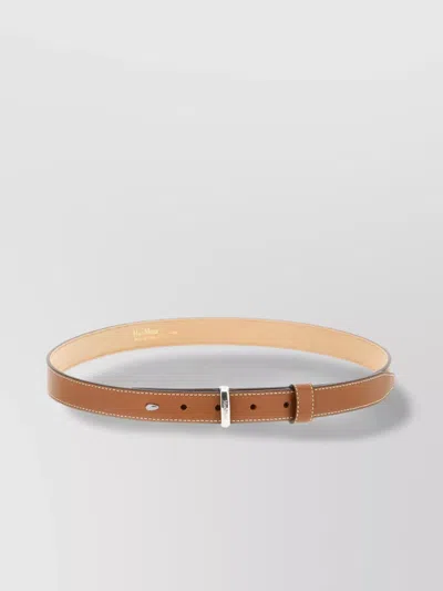 Max Mara Leather Belt With Adjustable Length And Contrast Stitching