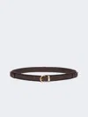 Max Mara Leather Belt With Rectangular Rings In Dark Brown