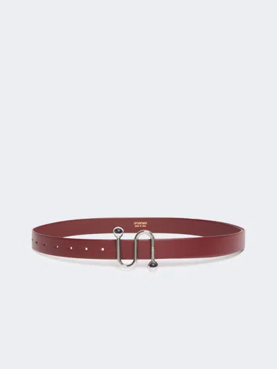 Max Mara Leather Belt With S Buckle In Bordeaux