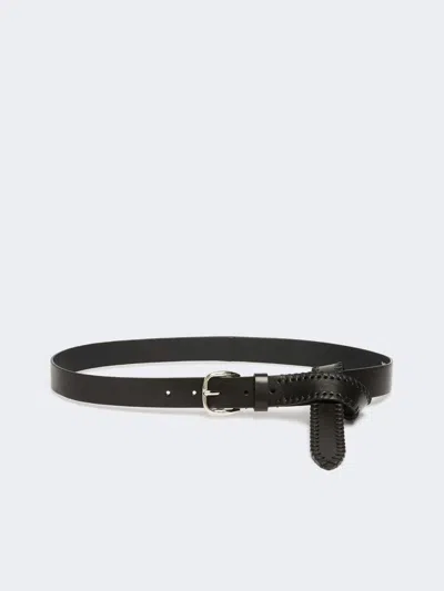Max Mara Leather Belt With Tip In Black