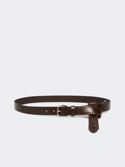 Max Mara Leather Belt With Tip In Brown