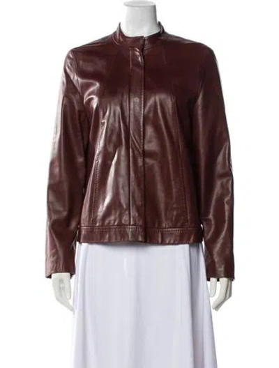 Pre-owned Max Mara Leather Biker Jacket In Brown