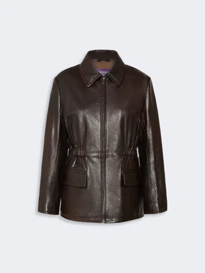 Max Mara Leather Biker Jacket In Brown