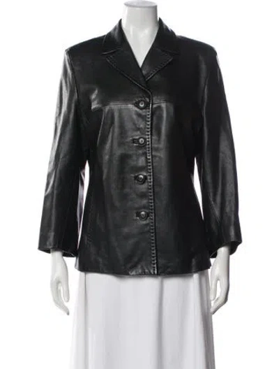 Pre-owned Max Mara Leather Blazer In Black