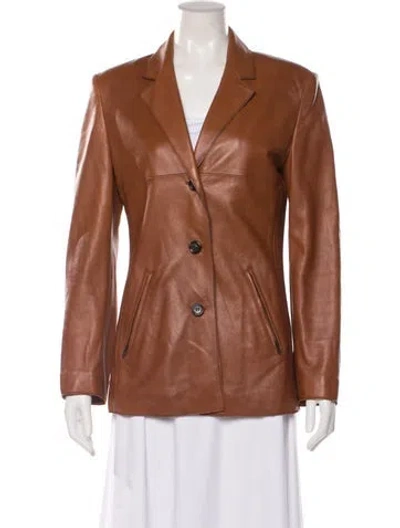Pre-owned Max Mara Leather Blazer In Brown