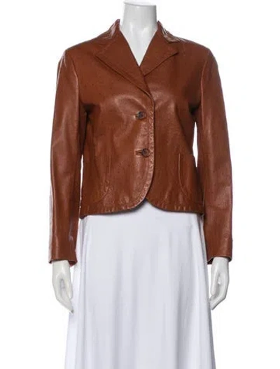 Pre-owned Max Mara Leather Blazer In Brown