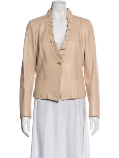 Pre-owned Max Mara Leather Blazer In Neutral