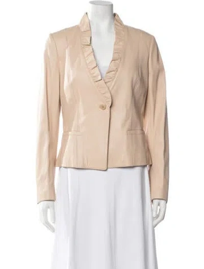 Pre-owned Max Mara Leather Blazer In Neutrals