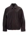 Max Mara Leather Bomber Jacket In Testa Moro