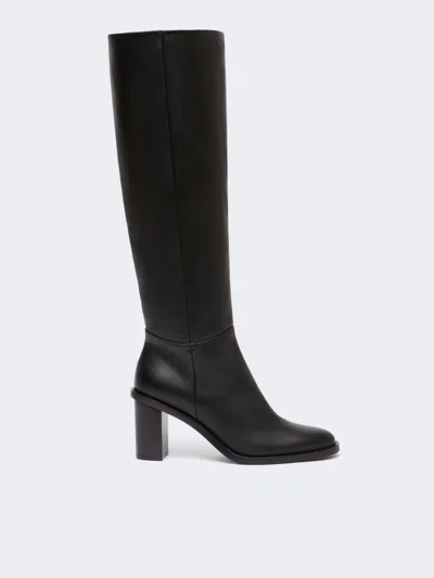 Max Mara Leather Boots In Black