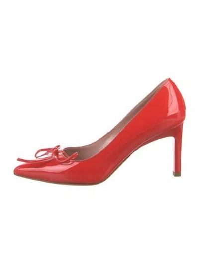 Pre-owned Max Mara Leather Bow Accents Pumps In Orange/red