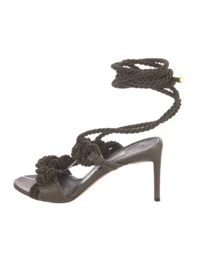 Pre-owned Max Mara Leather Braided Accents Sandals In Green