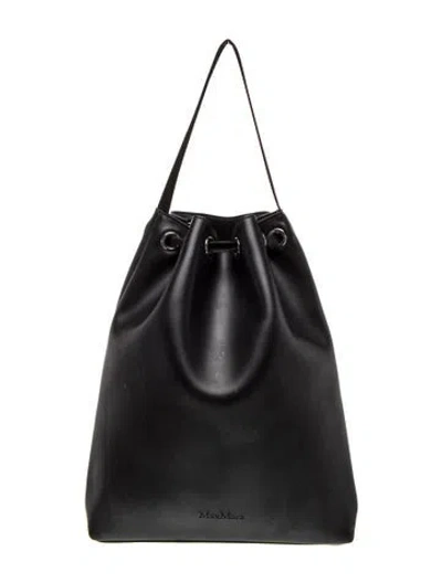 Pre-owned Max Mara Leather Bucket Bag In Black