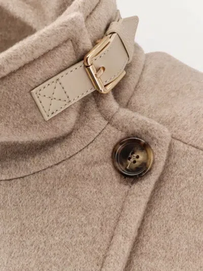 Max Mara Leather Buckle Belt Cloak In Brown
