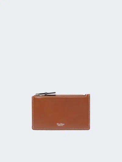Max Mara Leather Card Holder In Amber Brown