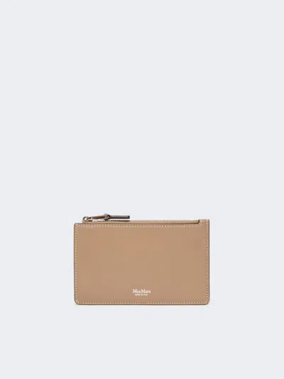 Max Mara Leather Card Holder In Mud