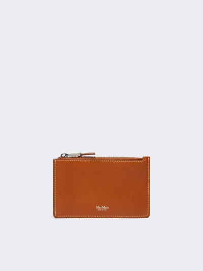 Max Mara Leather Card Holder In Rust